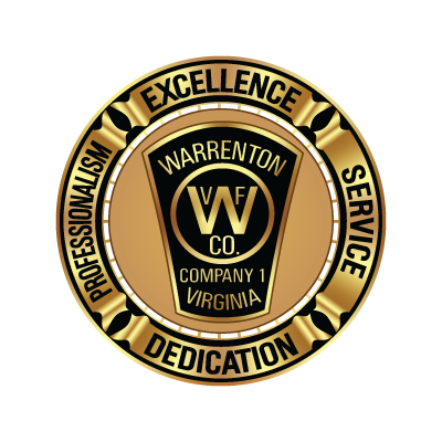 Warrenton Volunteer Fire Company 1 WVFC medallion badge with Excellence, Professionalism, Service, and Dedication