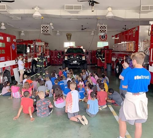 Children learning about fire safey at the Warrenton Volunteer Fire Company