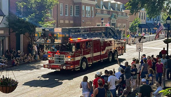 Tower 1 in parade - Warrenton Volunteer Fire Company is largely donation-based